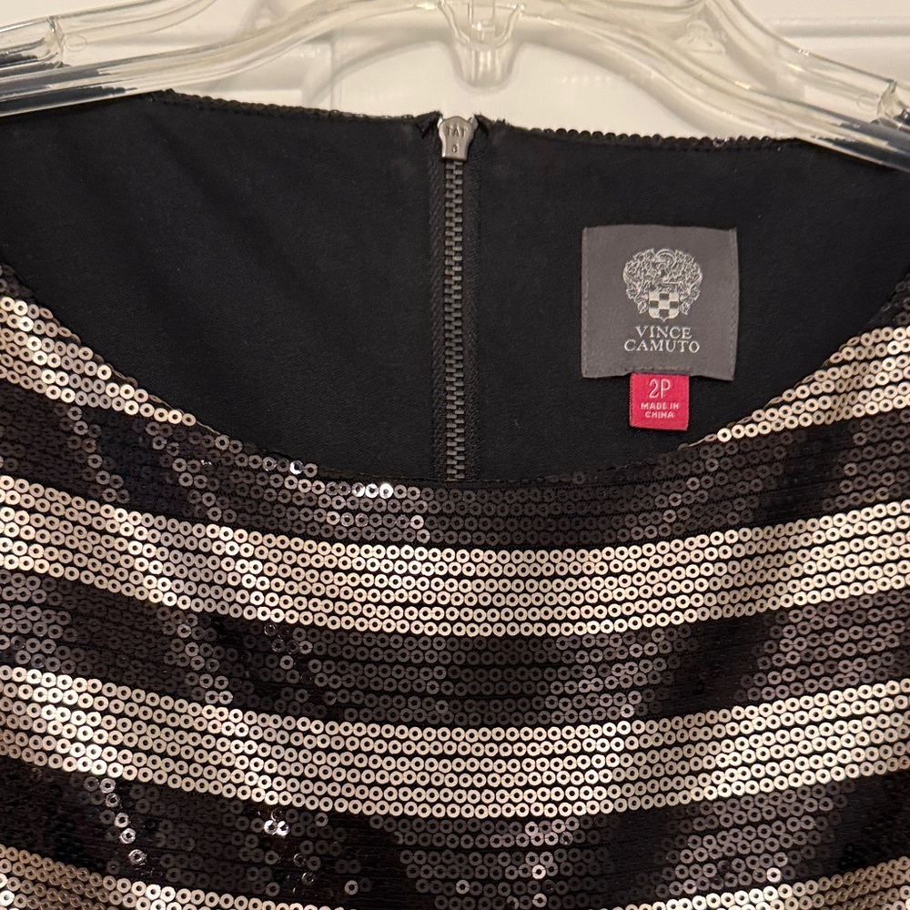 Vince Camuto Black and Gold Sequin Top